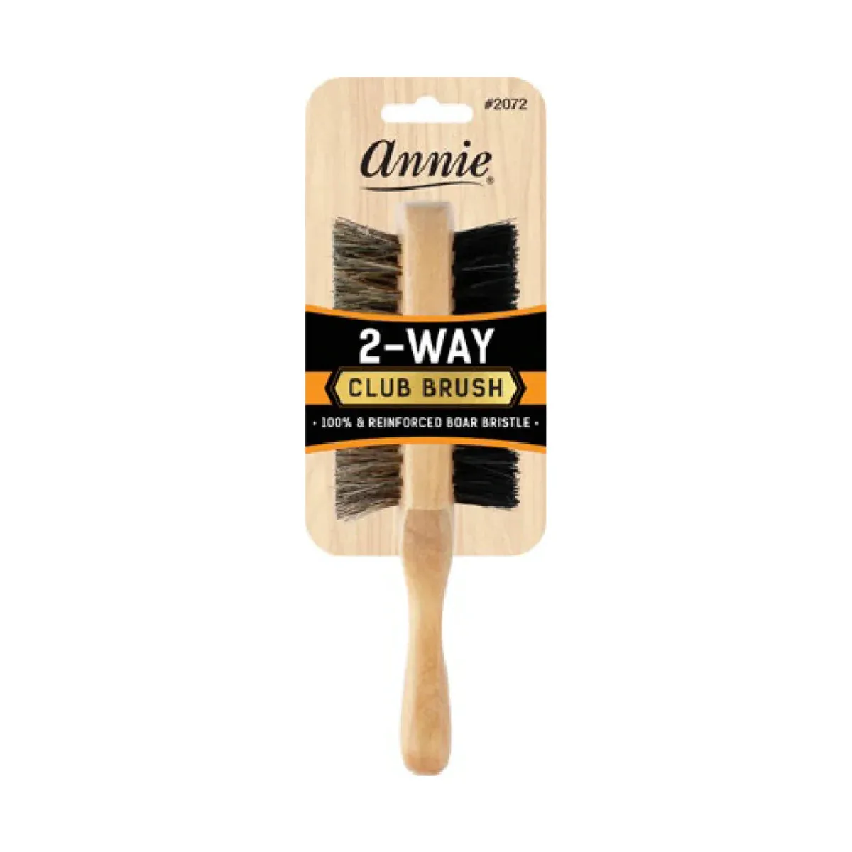 ANNIE NATURAL BOAR BRISTLE CLUB BRUSH 7" SOFT AND HARD WAVE BRUSH 2072 TWO WAY
