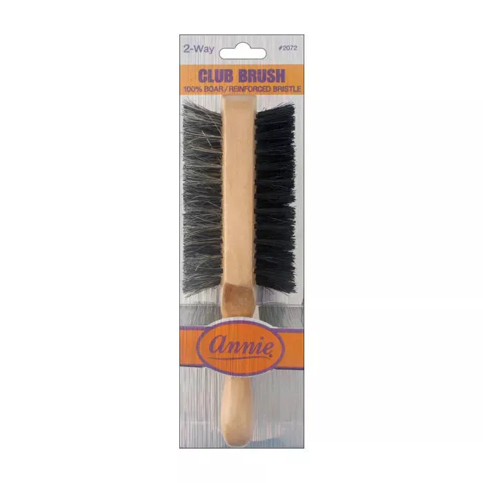ANNIE NATURAL BOAR BRISTLE CLUB BRUSH 7" SOFT AND HARD WAVE BRUSH 2072 TWO WAY