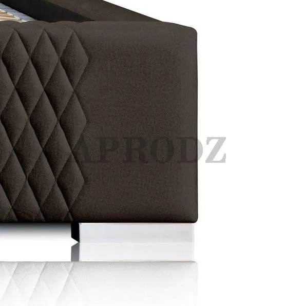 APRODZ Velvet Upholstered King Size Bed with Hydraulic Storage (Brown)