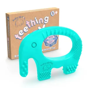 BABY ELEFUN Teething Toy Ring, Effective & Easy to Hold BPA Free Silicone Elephant Teethers, 0-12 Months