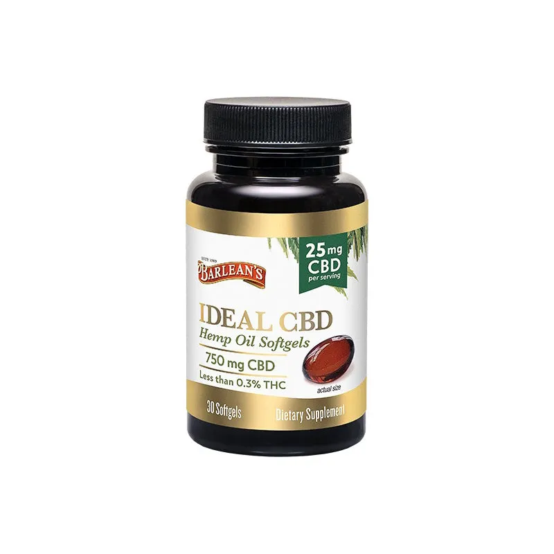 Barlean's Ideal CBD Hemp Oil Softgels - 25mg per Softgel, 30ct
