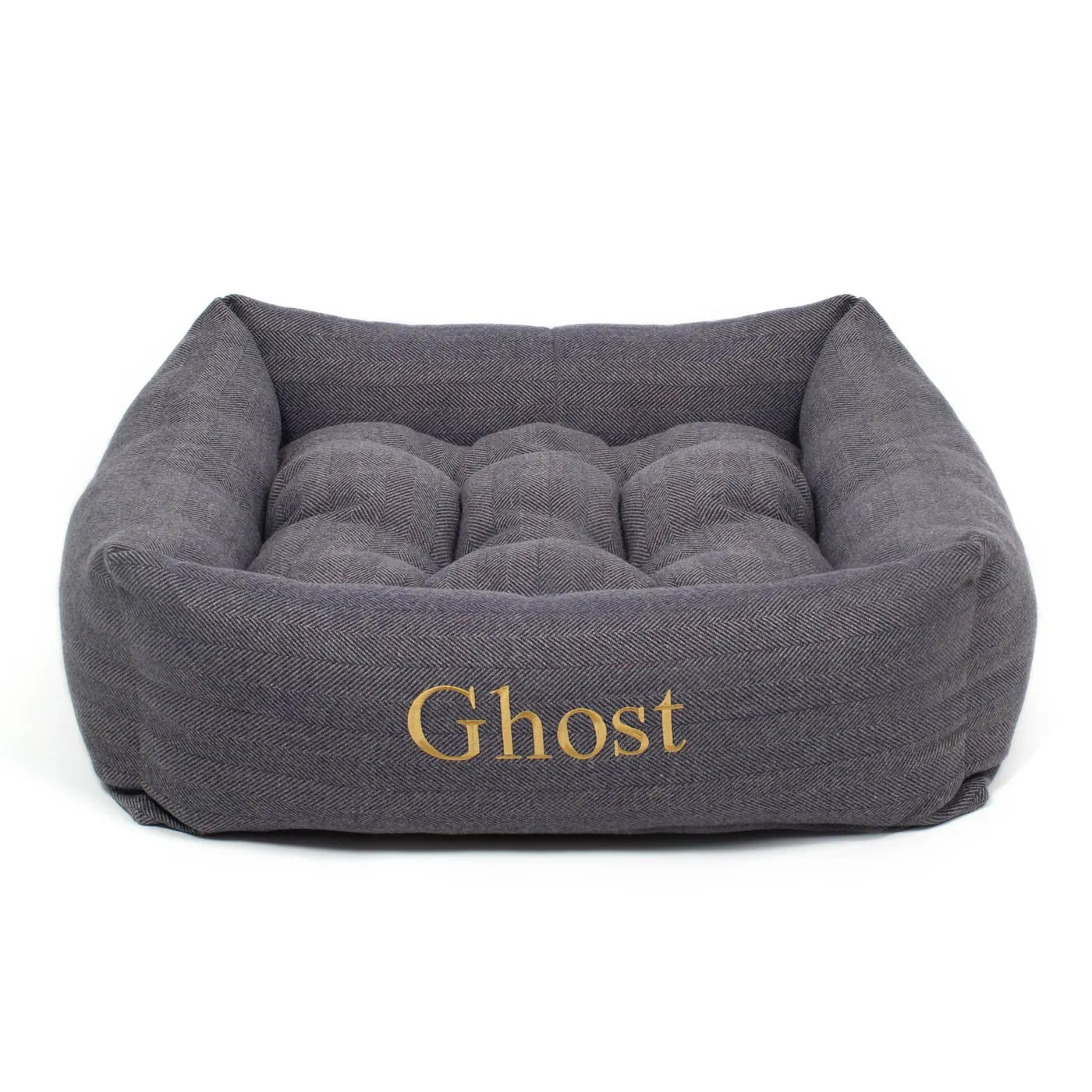 Box Bed With Removable Covers in Herringbone Tweed by Lords & Labradors