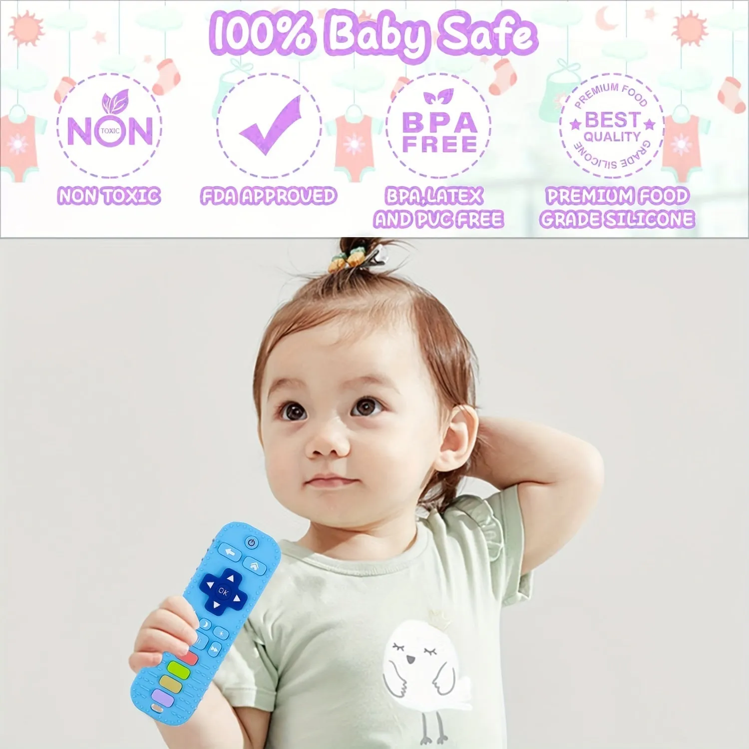 BPAFree Silicone Teether Toy Cute Remote Control Shape 612 Months