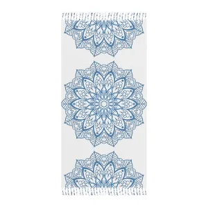 Handmade Steel Blue Mandala Beach Cloth - Original Fine Art