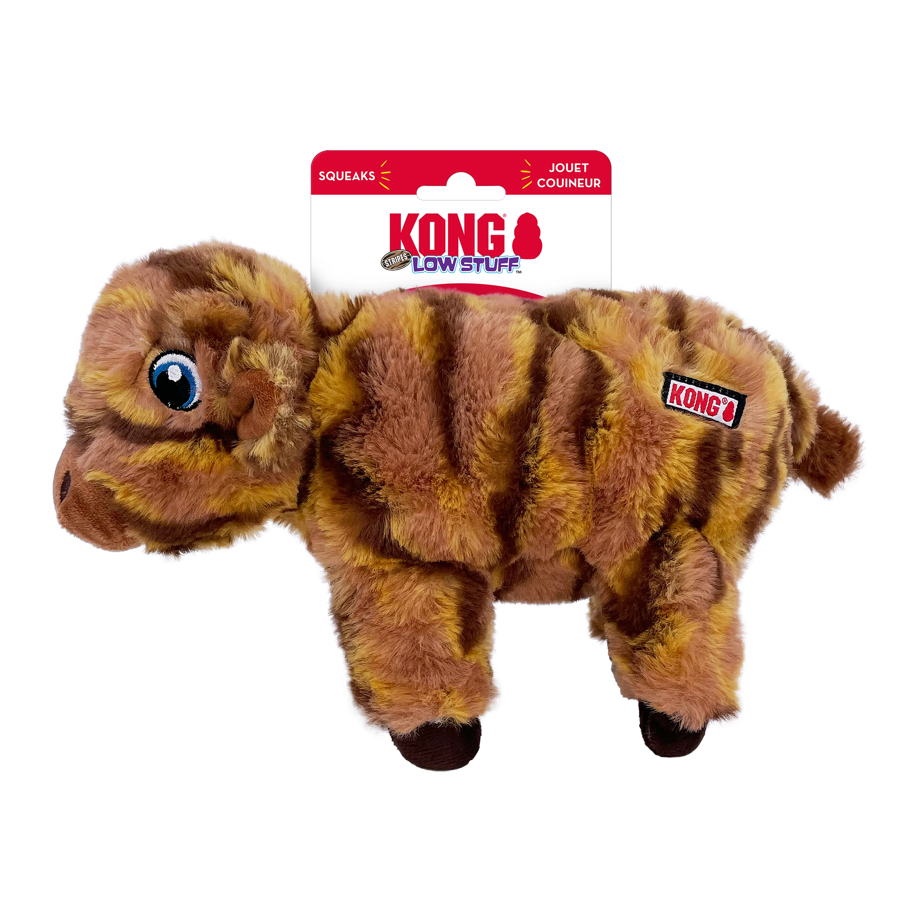 KONG Low Stuff Stripes Cow Dog Toy