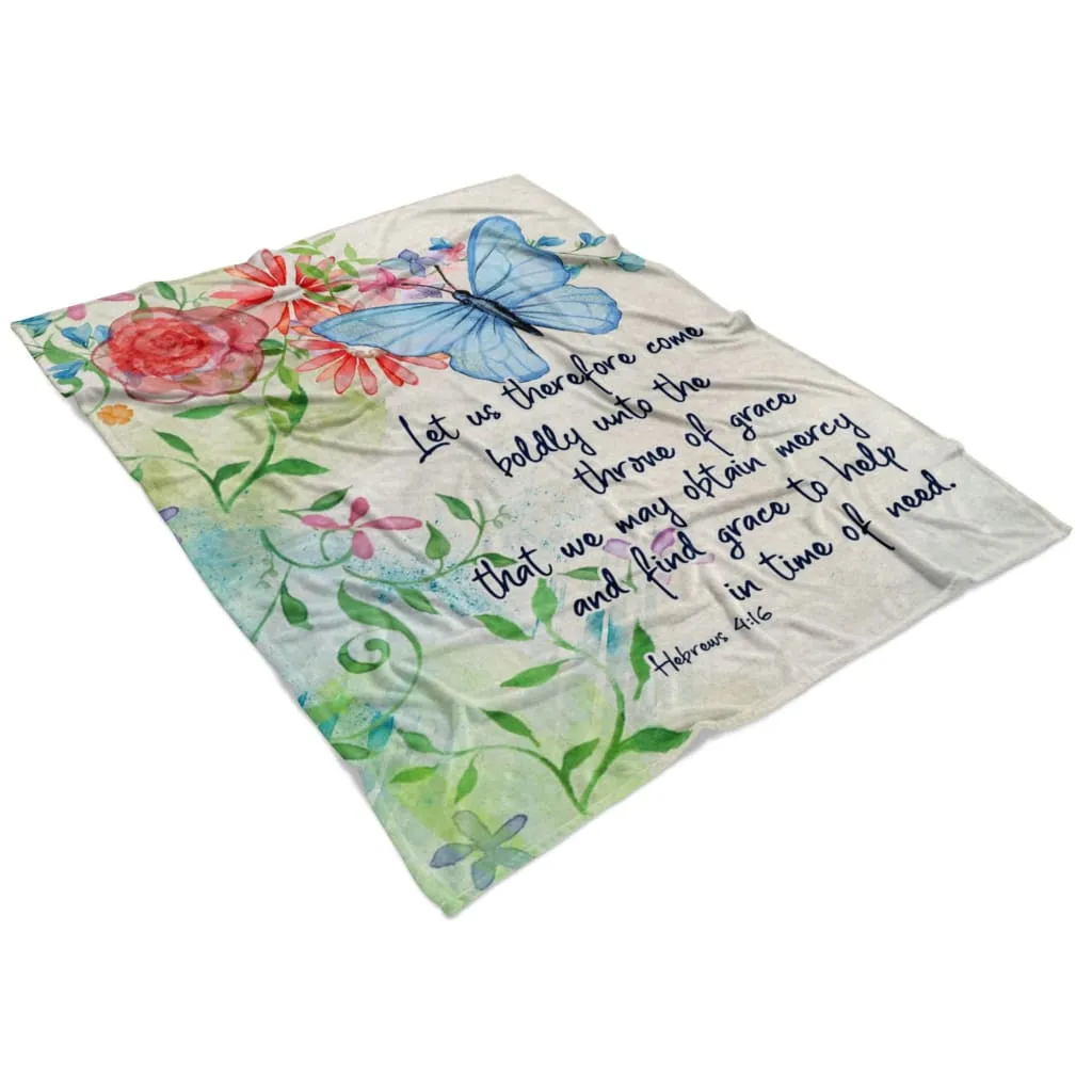 Let Us Therefore Come Boldly Hebrews 416 Fleece Blanket - Christian Blanket - Bible Verse Blanket