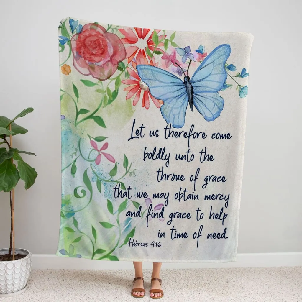 Let Us Therefore Come Boldly Hebrews 416 Fleece Blanket - Christian Blanket - Bible Verse Blanket