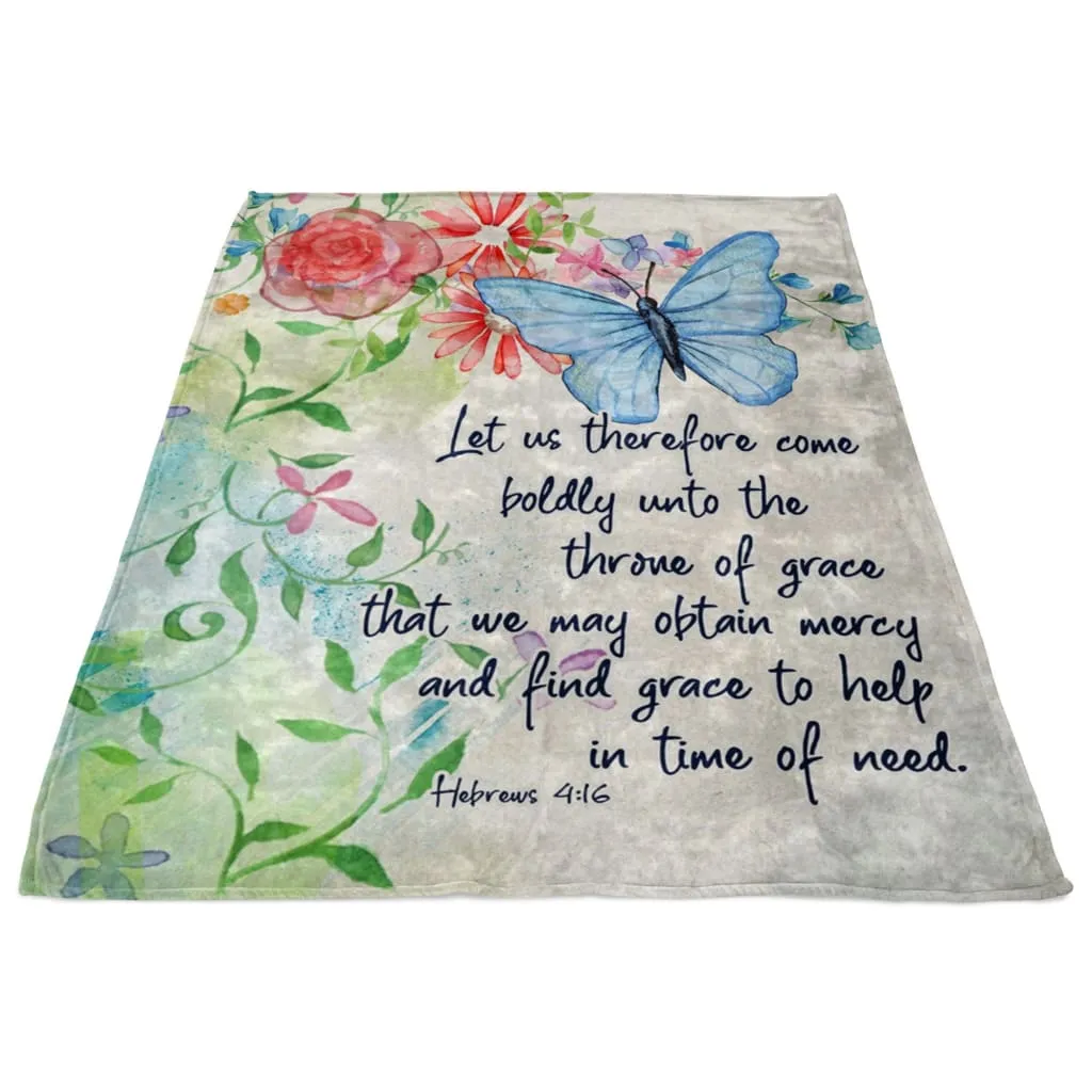 Let Us Therefore Come Boldly Hebrews 416 Fleece Blanket - Christian Blanket - Bible Verse Blanket