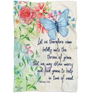Let Us Therefore Come Boldly Hebrews 416 Fleece Blanket - Christian Blanket - Bible Verse Blanket