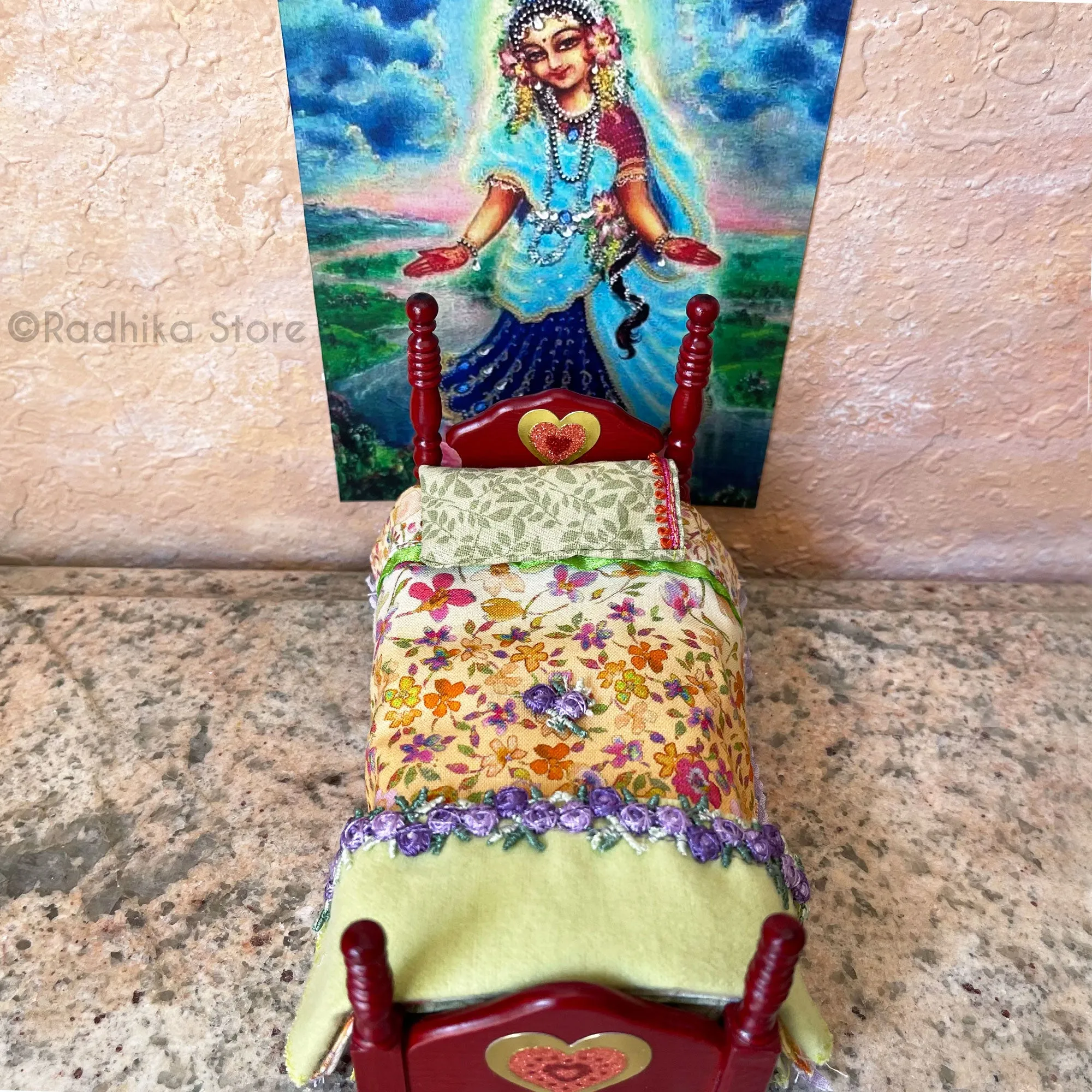 Little Vrindavan Forest Flowers-Mahogany Poster Bed