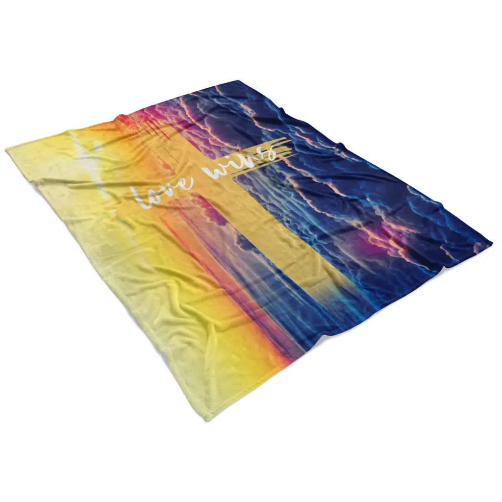 Love Wins Fleece Blanket - Christian Blanket - Bible Verse Blanket