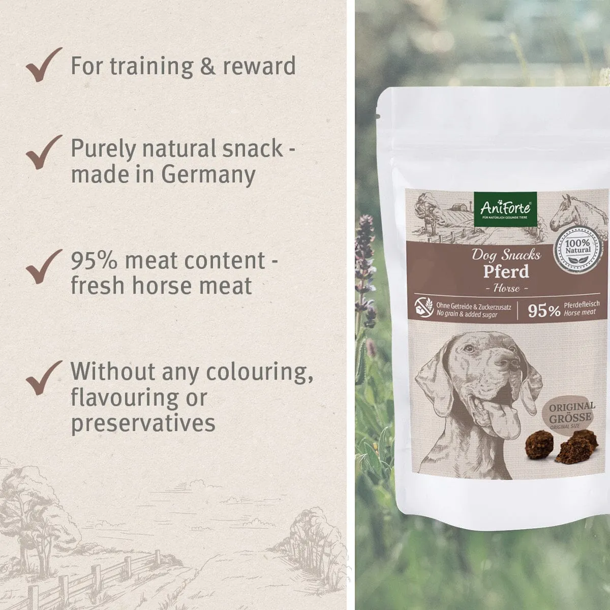 Natural Dog Snacks with Horse - 150g