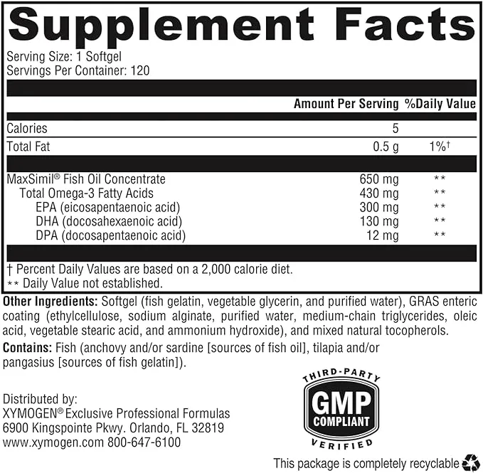 Omega Monopure 650 EC Fish Oil - 120 smaller capsules