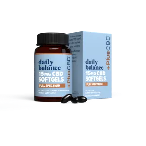 Plus CBD Oil Gold Softgels - 15mg CBD per softgel (60ct bottle) *NEW LOOK - SAME GREAT FORMULA*