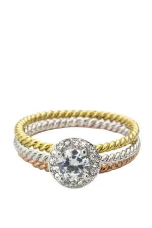 TEEK - 3 Tone Round CZ Triple Ring Set