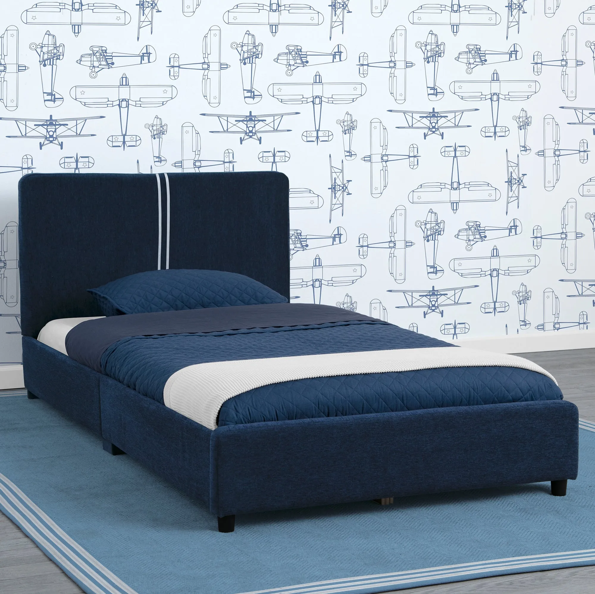 Upholstered Twin Bed with Headboard