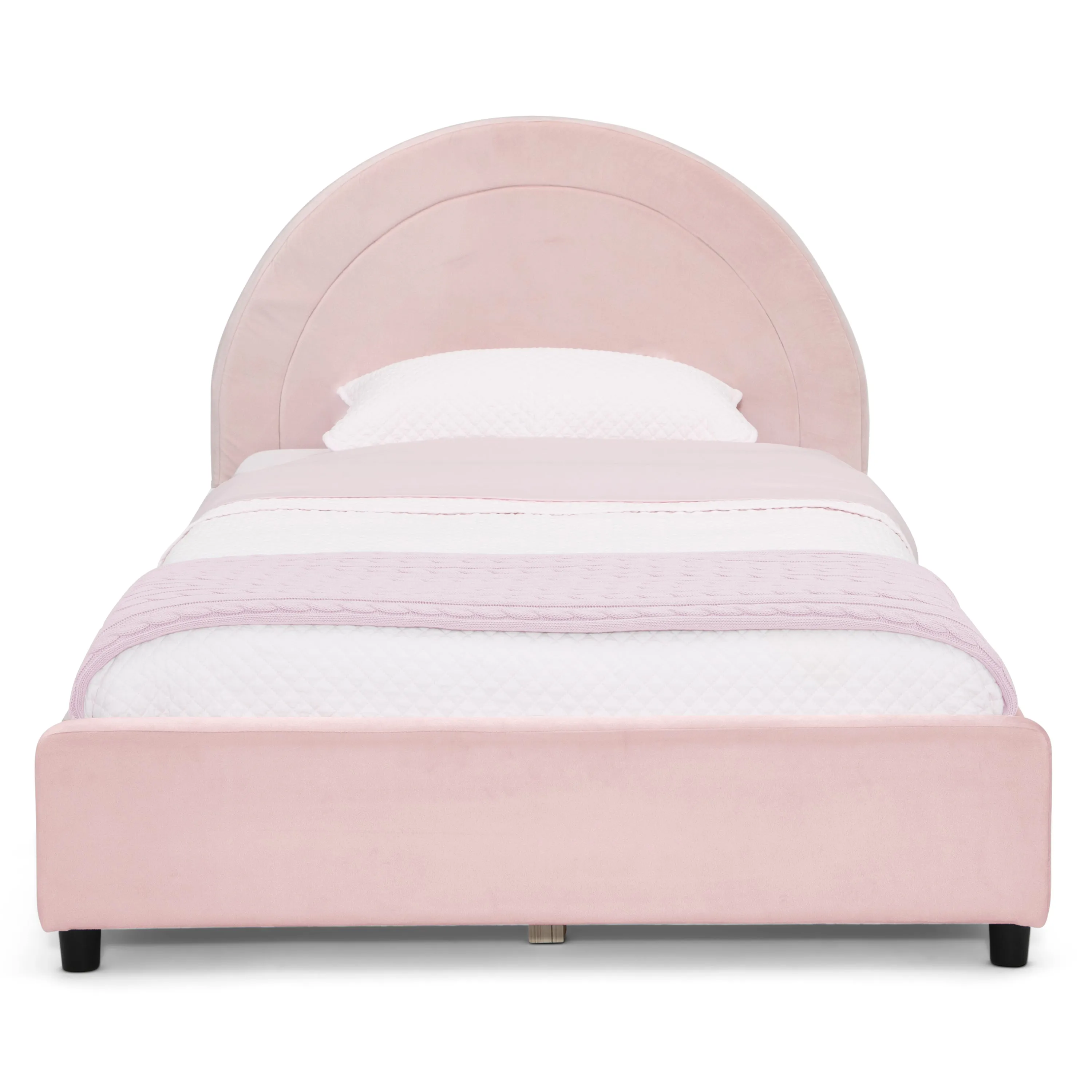 Upholstered Twin Bed with Round Headboard