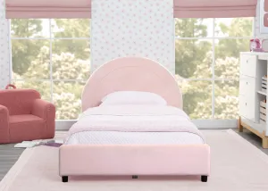 Upholstered Twin Bed with Round Headboard