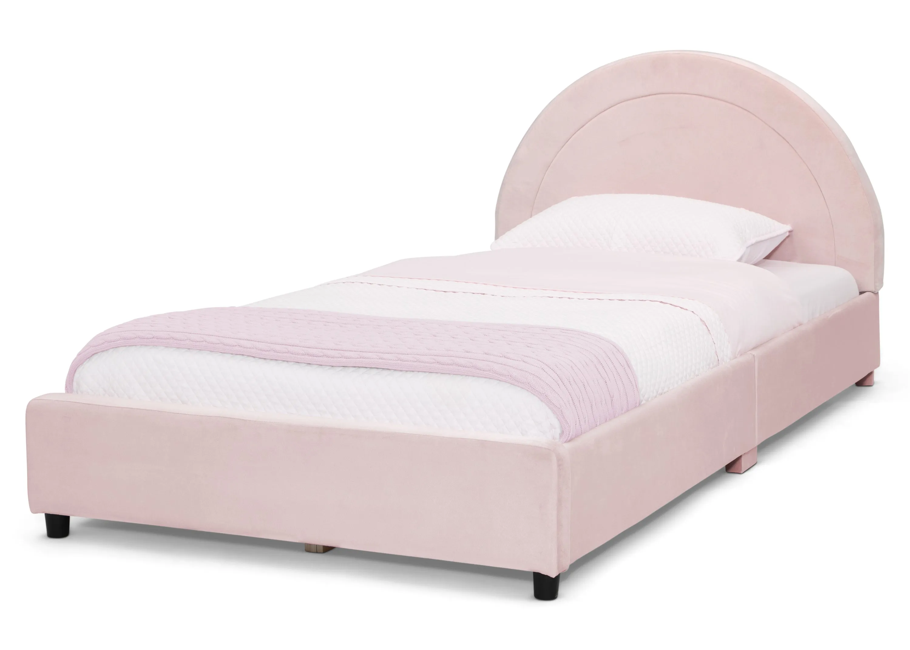 Upholstered Twin Bed with Round Headboard