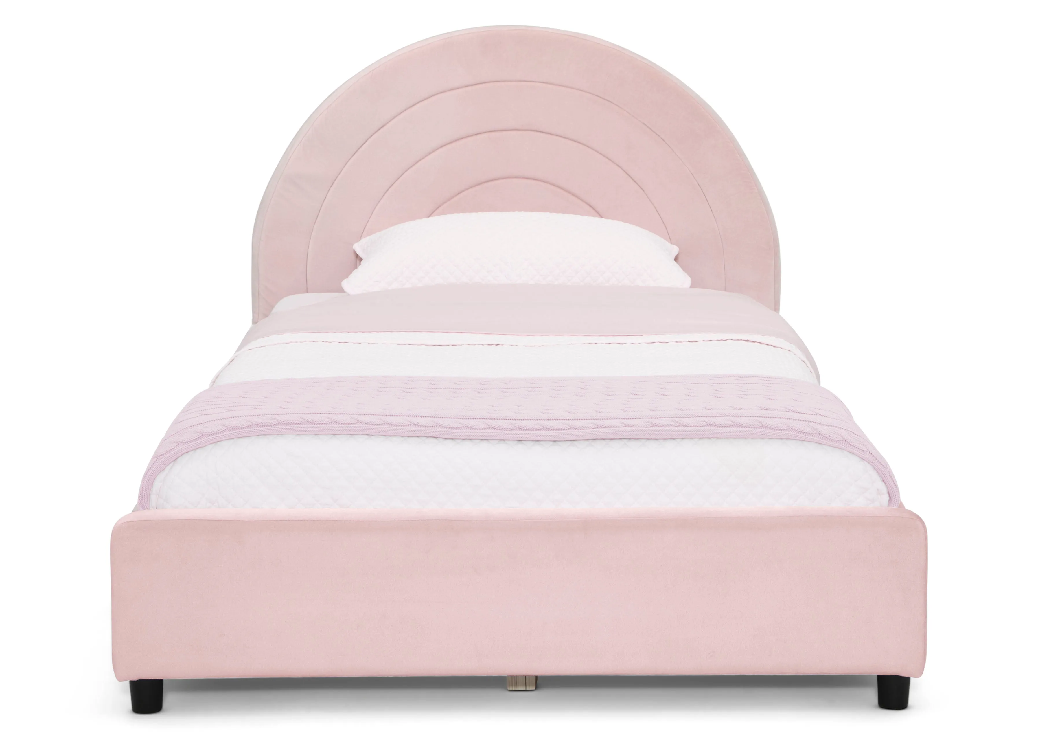 Upholstered Twin Bed with Round Headboard
