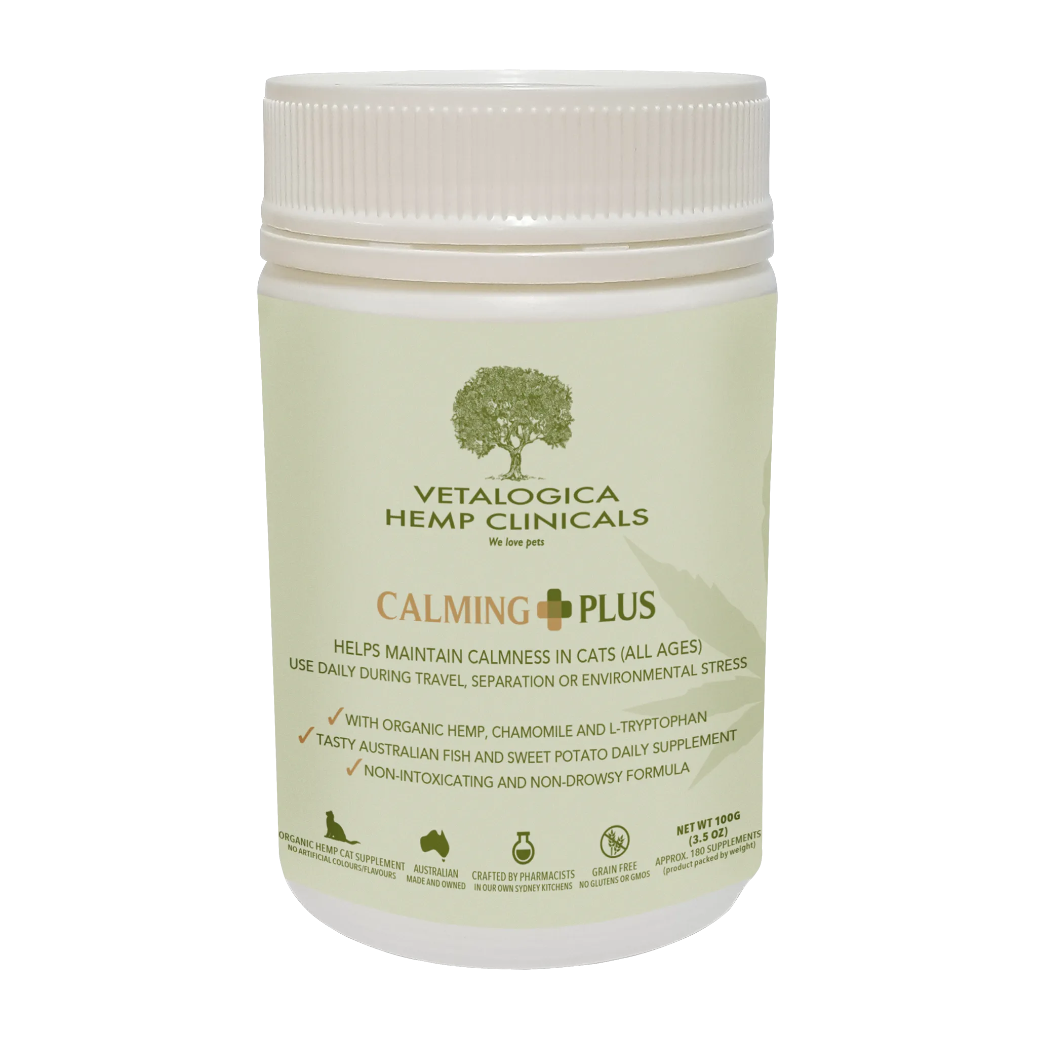 Vetalogica Hemp Clinicals Calming Plus Supplements for Cats 100g