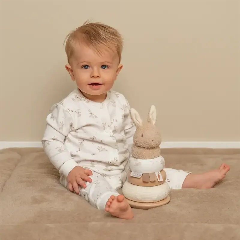 Wooden Rocking Ring Stacking Toy - Baby Bunny